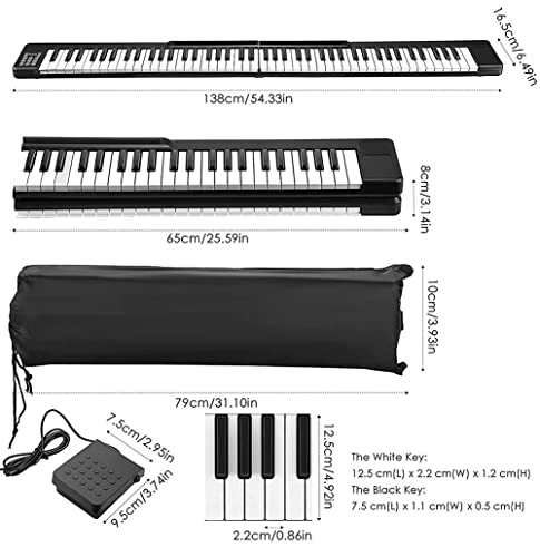 Piano épissable for débutant à 88 Touches avec Touches sensibles au Toucher, Piano électrique Portable Bluetooth avec Sac de Transport, Piano numérique Pliable for Adultes et Enfants (Color : White) - Les Beatles, Paul McCartney, John Lennon, RIngo Starr, George Harrison Piano épissable for débutant à 88 Touches avec Touches sensibles au Toucher, Piano électrique Portable Bluetooth avec Sac de Transport, Piano numérique Pliable for Adultes et Enfants (Color : White) – Image 8
