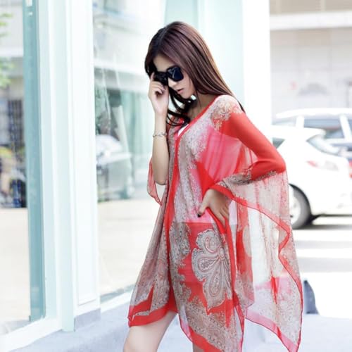 Women's Lightweight Chiffon Breathable Thin Sheer Tops, Beach Sunproof Sleeve Shawl 6