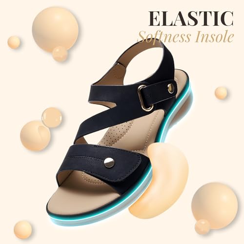 Image of Littleplum Womens Sandals Arch Support - Comfortable Flat Sandals for Women, Summer Breathable Adjustable Orthotic Walking Shoes for Beach,Travel