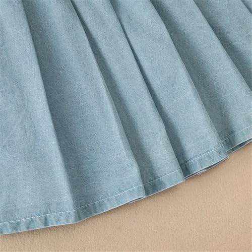 Women's Cotton Denim Skirt Drawstring Loose Pleated Skirt3