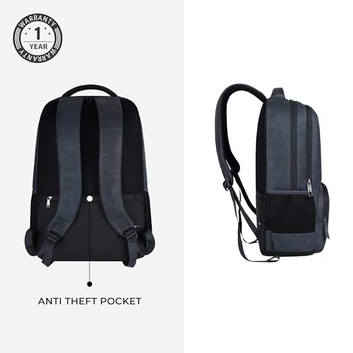 Image of Gear Vault 19 inch /30L Anti Theft Faux leather Large Water Resistant Laptop Backpack /Casual Backpack /Daypack /Travel Backpack /College Bag For Men /Women (Navy)