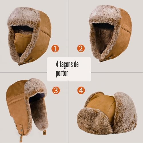 Unigear Chapka Homme Femme Hiver, Bonnet Trappeur avec Masque Amovible – vue 5