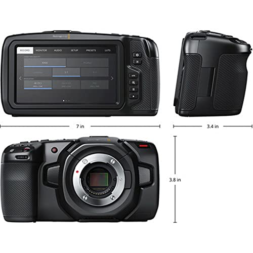 Image of Blackmagic Design Pocket Cinema Camera 4K Power Bundle (CINECAMPOCHDMFT4K) - Includes Two (2) Additional LP-E6 Batteries, Dual Battery Charger, and SolidSignal Microfiber Cloth