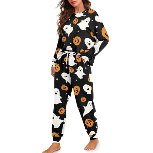 Image of Women's Pajamas Set Soft 2 Piece Loungewear Long Sleeve Pj Set Matching Sleepwear with Pockets for Women Plus Size
