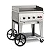 Crown Verity CV-MG-30-NG 38" Wide Natural Gas Mobile Griddle with 64 500 BTU/H 4 Burners 28" Cooking Surface Pro Griddle Plate with Stainless Steel Splash Guard and Removable Gr