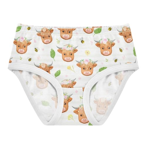 Cute Highland Cow Ox Bee Flowers Floral Toddler Girls's Underwear 2T 2302190