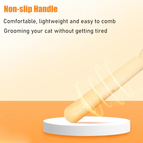 Image of Marchul Cat Comb with Release Button, Cat Grooming Comb with Long and Short Stainless Steel Metal Round Teeth, Pet Comb Brush for Removing Matted Fur, Knots & Loose Fur for Dogs and Cats(Yellow)