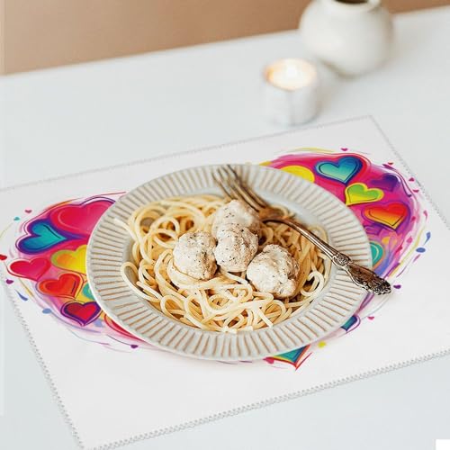 Sets de table en toile imprimé cœur pour salle à manger chaleureuse