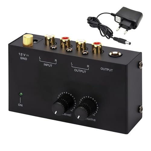 Phono Vorverstärker Plattenspieler：Phono Preamp für Plattenspieler mit MM Abtast Systemen, RCA Input & Output, Verstärker Stereo mit Pegel, Vorverstärker für Plattenspieler...