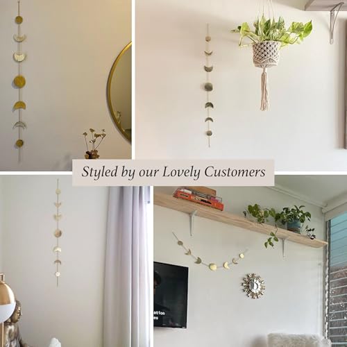 image for BASE ROOTS Moon Phase Wall Decor, Gold Wall Art for Bedroom, Bohemian 