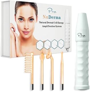 NuDerma Portable Handheld High Frequency Skin Therapy Wand Machine w/Neon – Anti-Aging - Skin Tightening - Wrinkle Reducing - Dark Circles – Blemish Control - Hair & Scalp Stimulator