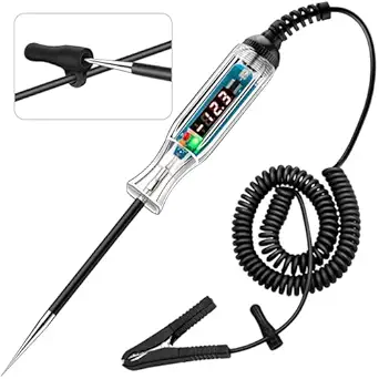 Upgraded 3-72V LED Digital Automotive Circuit Tester, DC Voltage Test Light with Voltmeter & Polarity Indicator Light, Vehicle Circuits Low Voltage Light Tester Pen with Sharp Stainless Probe