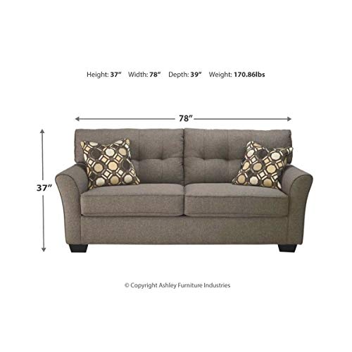 Signature Design By Ashley Tibbee Tufted Modern Full Sofa Sleeper With 2 Accent Pillows, Dark Taupe #TOP2