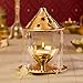 Borosil Medium Size Akhand Diya Decorative Brass Glass Oil Lamp | Tea Light Holder | Diya with Borosilicate Glass | Puja Dia for Mandir | Lantern Diya with Glass Cover