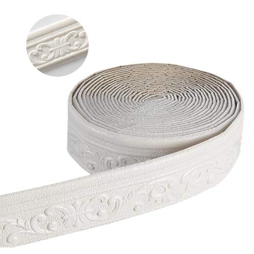 ACESOME Wallpaper Borders Self Adhesive 10mx8cmx8mm Skirting Board Trim Skirting Board Covers 3D Anti-Collision Line Border Roll Wall Trim (White)