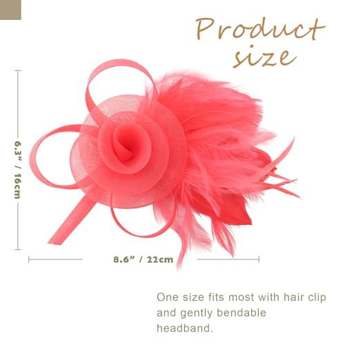 Image of DRESHOW Fascinators Hats for Women Tea Party Fascinator Hats Vintage 50s Headwear Cocktail Wedding Church Derby Hat