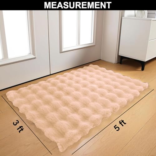 Image of Luxe Home Bubble Rabbit Fur Carpet Super Soft, Washable, Anti Skid Carpets for Home, Bedroom, Livingroom - (3x5 Feet, Peach)