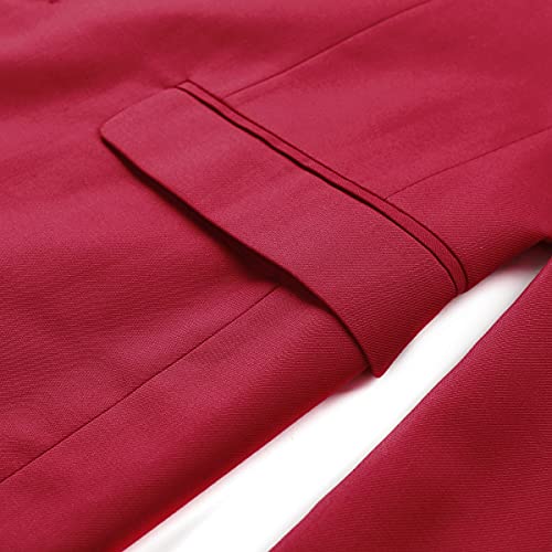 YOUTHUP Blazer Homme avec Noeud Papillon Veste de Costume Formel avec Un Bouton Elégant Classique Blazer pour Mariage d'affaires Bal Smoking, Rouge, XL - Image 7