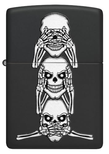 Zippo No Evil Skull Black Matte Encendedor de Bolsillo miniatura 2