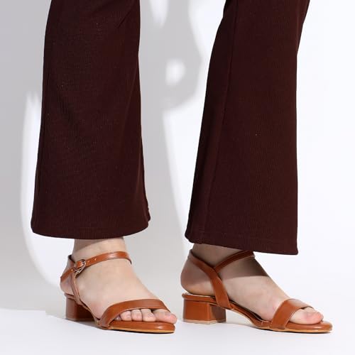 Image of TRASE Women Block Heel Sandals with Ankle Strap, Stylish and Comfortable Design, Perfect for Casual Outings