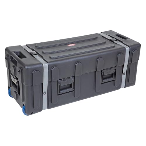 Image of SKB Drum Hardware Case with Wheels, Durable Roto-Molded Polyethylene Mobile Storage with Telescoping Handle and Secure Cinch Straps, Black