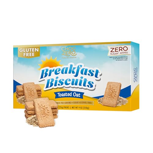 ChocZero Toasted Oat Breakfast Biscuits – No Added Sugar, Keto & Gluten Free High Fiber Snack Cookies, 30 Per Box (9 oz)