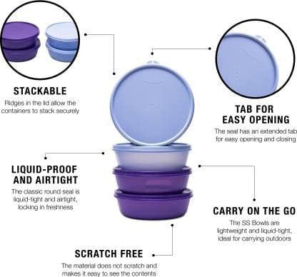Tupperware Multipurpose Refrigerator SS Bowl Plastic Fridge Container 1 L Pack of 4 Multicolor