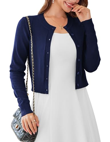 Image of LETDIOSTO Cropped Cardigan Bolero Shrug for Women, Button Down Long Sleeve Knit Sweater for Dresses,for Jeans, XS to XL