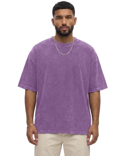Image of Oversized Tshirts for Men Short Sleeve Vintage Washed Basic Loose Tees