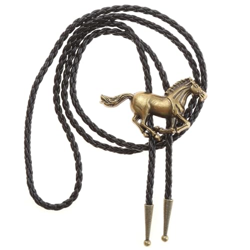 Image of Western Cowboy Bolo tie for Men Women Gold Silver Death Skull Moth Cross Bolo Tie Christmas Deer Rooster Wolf Necktie Gift