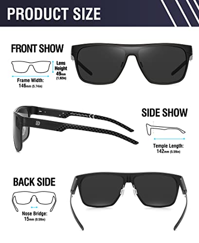 Image of DUCO Square Polarized Sunglasses for Men Women Large Flat Top Shield Sun Glasses UV400 Protection Carbon Fiber Shades DC8230