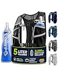 SASMO® Laufweste Damen & Herren 5L | Running Vest - Ultraleicht 270g & atmungsaktiv| Laufrucksack Damen - 8 Taschen | Laufweste Herren | Trinkweste Laufen (schwarz - mit 2x250ml, 5L)