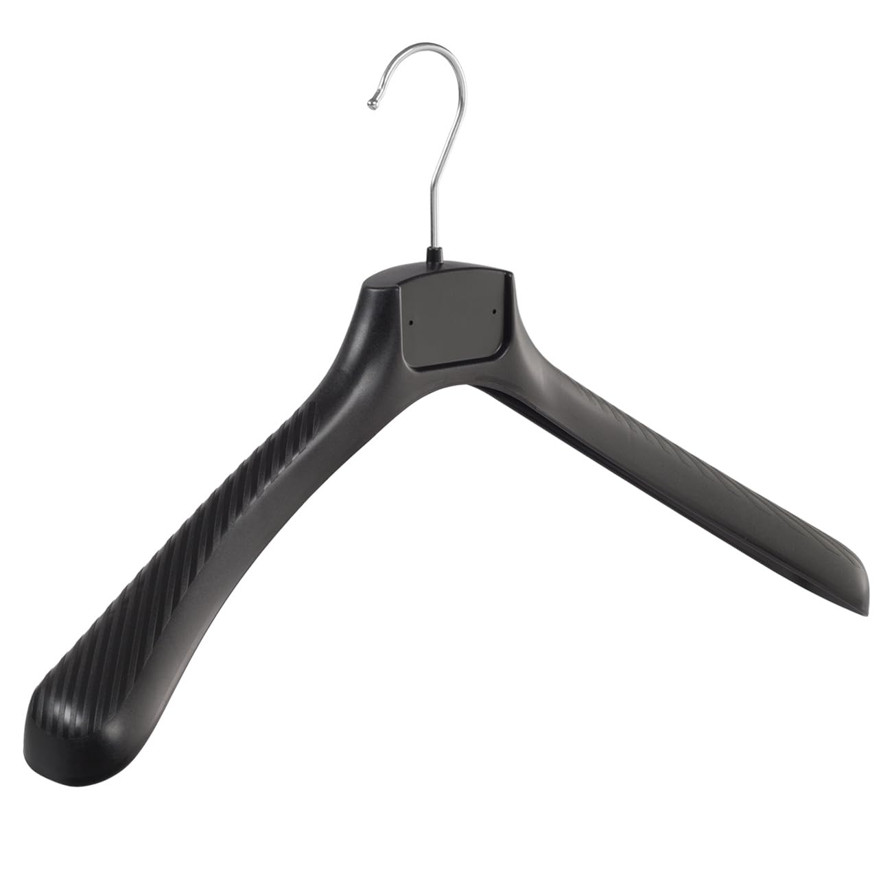 Cintre à vêtements, Robe, Manteau, Veste, Lot de 10 pièces, Plastique, Noir, Épaules Larges, Crochet tournant à 360°, 48 cm (FG48_00/10)