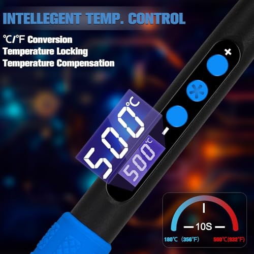 Soldeerboutset met lcd-display, 110 W led-display, instelbare temperatuur, soldeerbout met automatische slaapmodus, soldeerpistool met 5 soldeerpunten, soldeertin, standaard, lasgereedschap - Afbeelding 10
