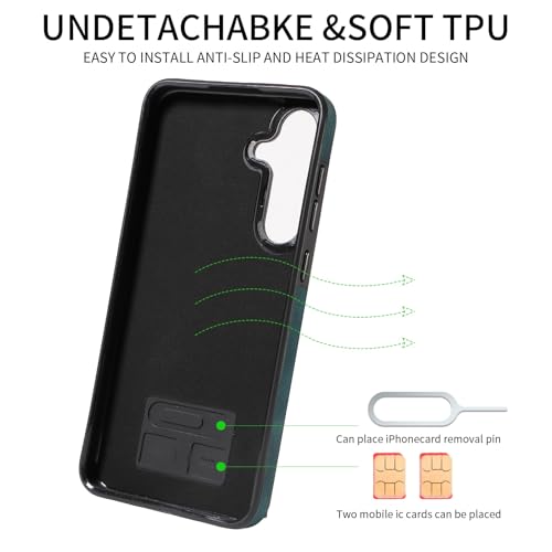 Étui portefeuille Samsung S24 Plus résistant aux chocs pour éviter les rayures d'écran vert - 2