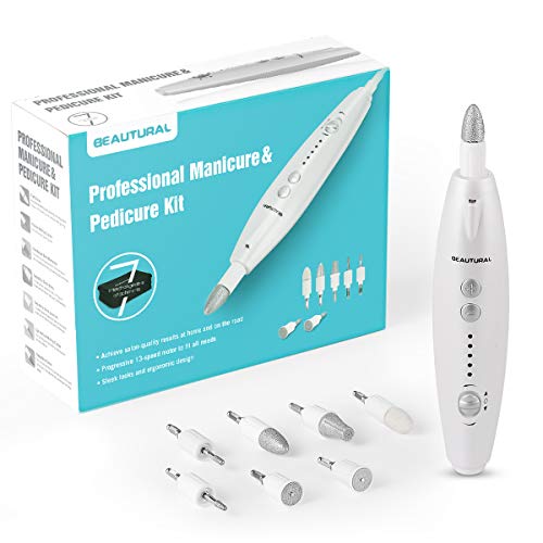 BEAUTURAL Professional Electric Manicure & Pedicure Set, Powerful Nail Drill Kit Tools, 7-in-1