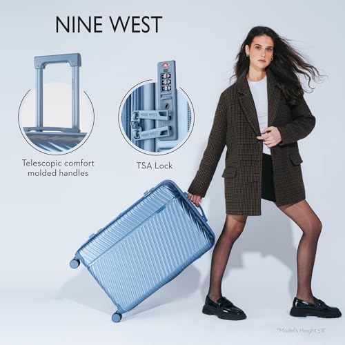 Image of Nine West Zion 28 Inch Hardshell Spinner, Large Expandable Checked Luggage, Extra Capacity Suitcase for Extended Travel Lapis