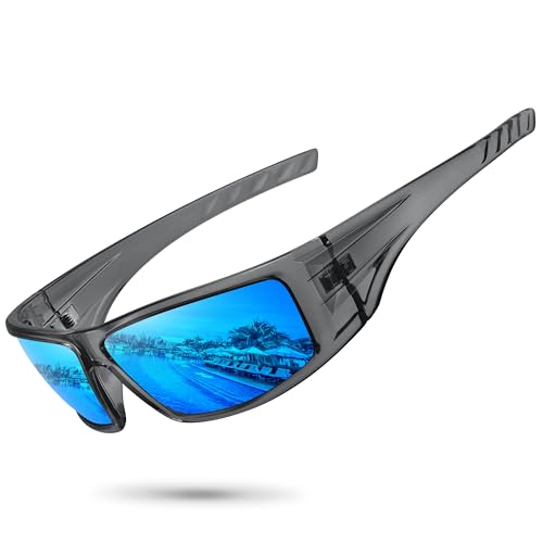 Image of Polarized Sports Sunglasses for Men Women,Driving Fishing | UV400 Protection Anti-Glare Lens, Wrap Around Sunglasses for Cycling,Hiking,Golf & Outdoor Sports Unbreakable Frame