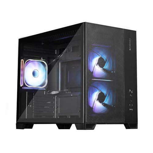 Image of Zebronics Cube Gaming PC Cabinet, mATX /ITX Compatibility, 360mm Radiator Support, PWM ARGB Fan Setup, Tempered Glass Panel, Magnetic Dust Filter, Dual Chamber Layout (Mercury 20, Black)