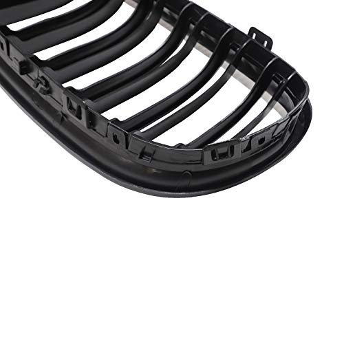 JUEDIMA E91 Grille - Gloss Black M-Color Front Replacement Kidney Grille Grill Compatible with 2009 2010 2011 BMW E90 | E91 3-Series Sedan/Wagon Twin Slat Fins Grille