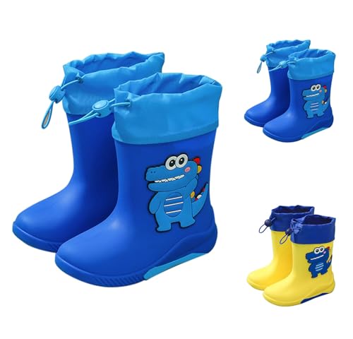 Dinosaur Rainboots for Boys Girls Easy-On Non-𝐒lip Waterproof Rubber Boots Adjustable Outdoor Playing Rain Boots