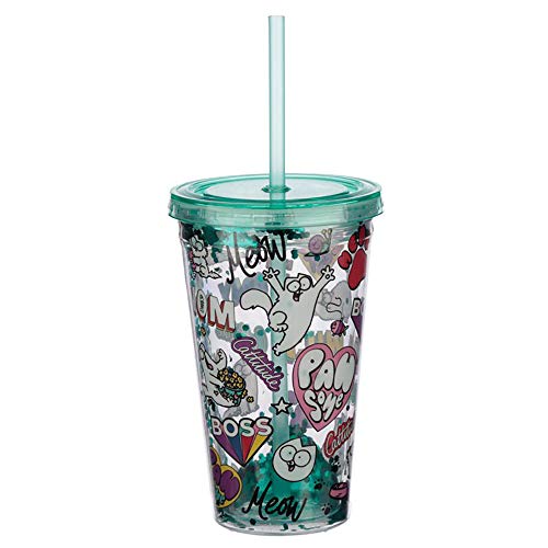St@llion Simon's Cat Pawsome Tasse à paillettes réutilisables avec paille et couvercle 500 ml Cover