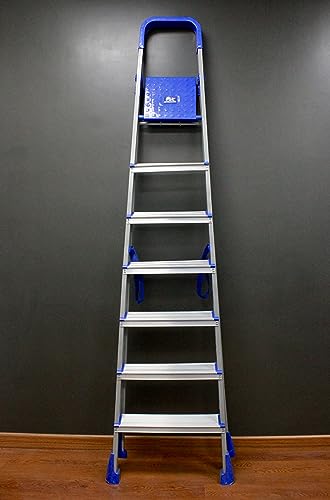 Image of FSL+ Heavy Duty Foldable 7 Step Ladder with Non Skid Shoes, Smart platform and handle for support