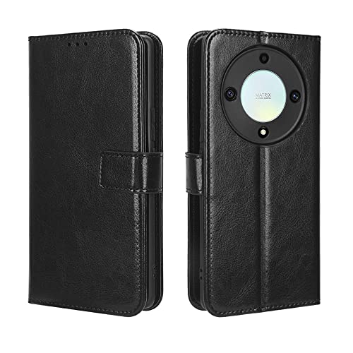 HAOYE Cover per Honor Magic 5 Lite 5G (Magic5 Lite) / X9a a Portafoglio, Libro Custodia Magnetica Flip Case con Supporto di Stand/Carte Slot, Pelle PU/TPU Protettiva Caso. Nero
