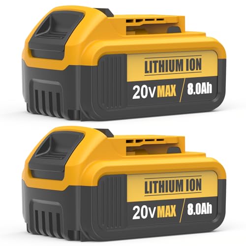 FEOTDN 2 Packs 8.0Ah Replacement for Dewalt 20V Max Battery Compatible with 20 Volt Batteries Lithium Ion DCB205 DCB203 DCB206 DCB204 DCB201 DCB200 Cordless Power Tools