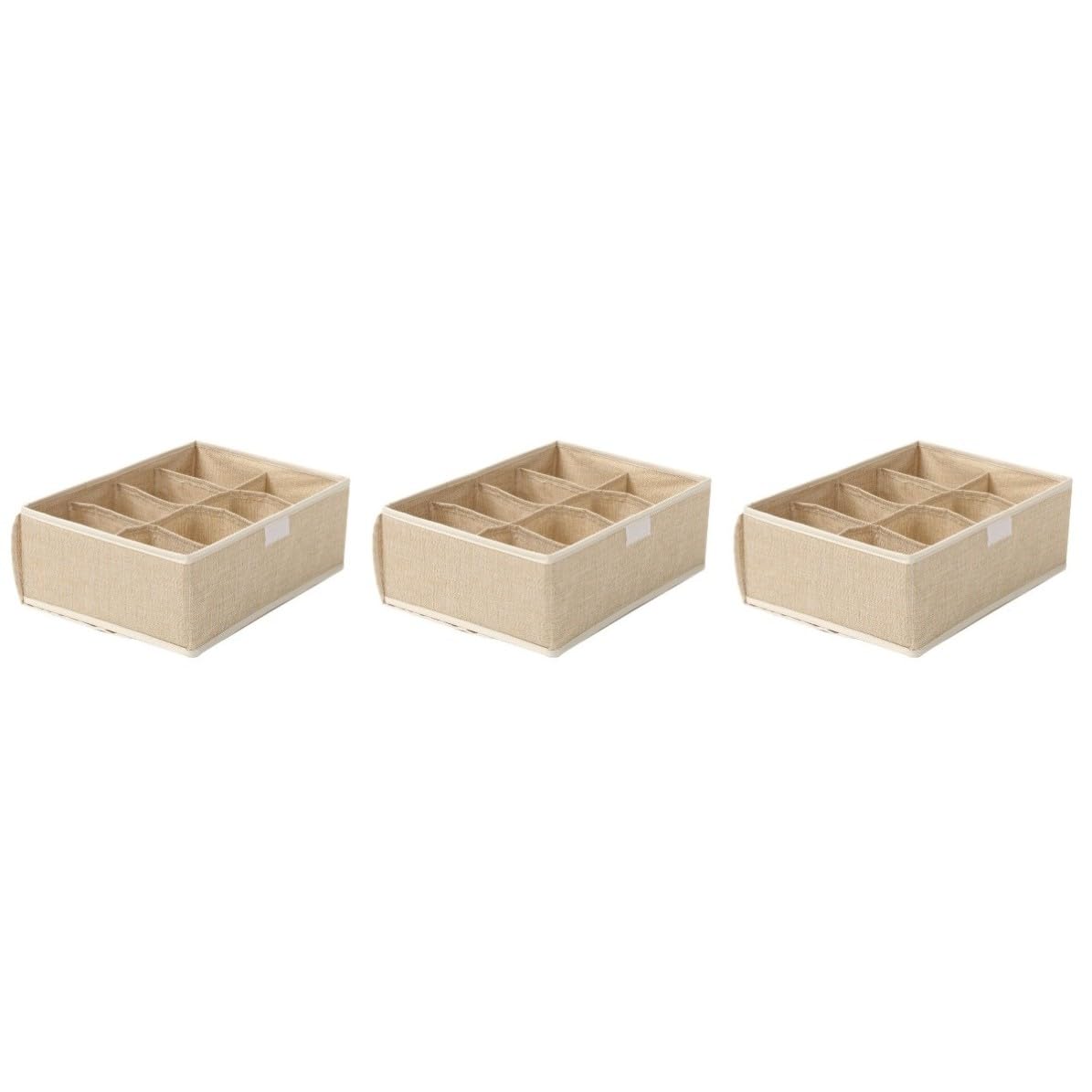 DOITOOL 3 Unterwäsche Aufbewahrungsbox mit 8 Fächern, Stoff, Khaki