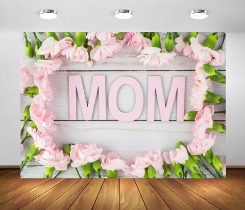 Fondo fotográfico rosa 7x5 ft para Día de la Madre miniatura 1