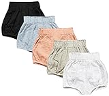 EISHOW 5 Pieces Newborn Boy Girl Diaper Covers Under Dresses Infant Underwear Panty Toddler Baby Shorts for 0-24 Months (A-5 Pack,0-6 Months)