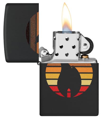 Image of Zippo Colorblock Zippo Design Black Matte Windproof Pocket Fuel Refillable Lighter, BIS Certified