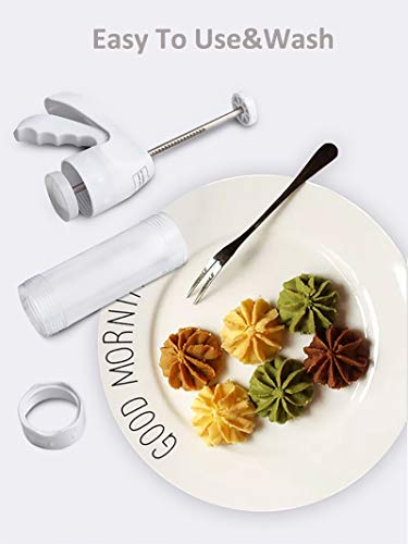 Cookie Press Gun Kit,2020 Cookie Press with 12 Decorative Discs and 6 Icing Tips, Cookie Press Storage for Baking, Cookies, Cakes and Biscuits